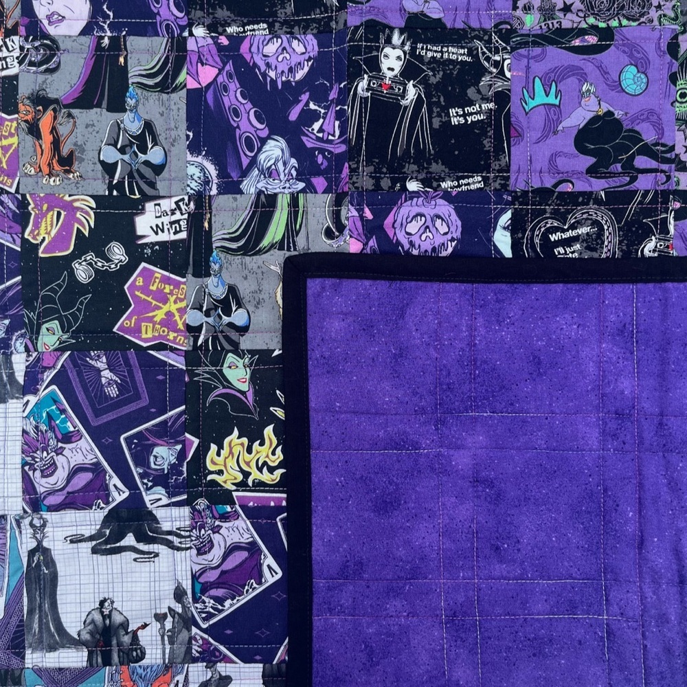 Disney Villains Handmade Quilt 100% Cotton Lap Blanket 36.5x39